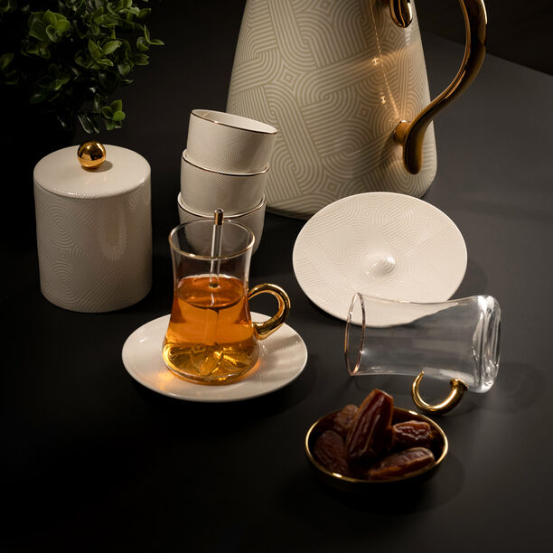 Dallaty white Saudi tea and coffee cups set 28 pcs image number 0