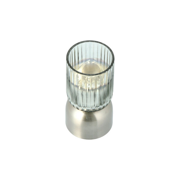 Glass Ribbed Candle Holder Solid Ombre And Silver  image number 2