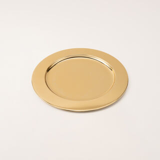 طبق لأسفل صحن المائدة معدن من مجموعة أُلْفَة باللون الذهبي