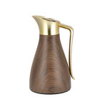 Dallaty steel vacuum flask wooden with matt golden handle 1L image number 0