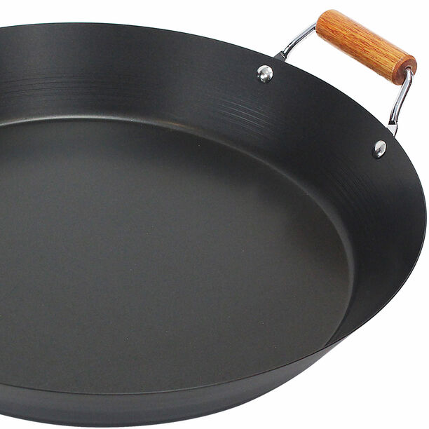 Non Stick Round Wok Pan With Wood Handle Dia:38cm Black image number 2