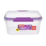 Decor Plastic Food Saver Rectangle Shape V: 3 L Purple Lid ( Match Ups Clips) image number 1