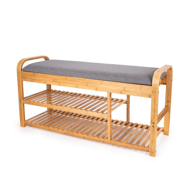 3 Tiers Bamboo/Mdf Shoes Bench 100x33x50Cm image number 0