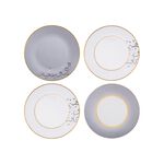 La Mesa grey /white porcelain 4 pc dessert plate image number 1
