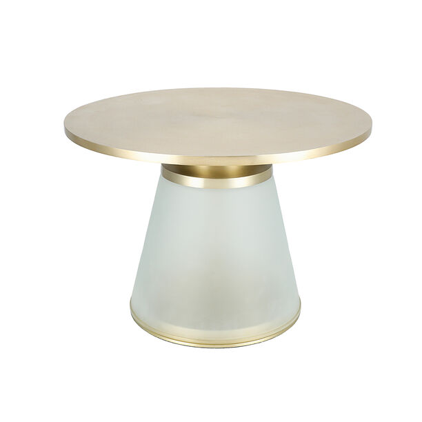 Coffee Table Frosted White Glass Base Gold Brass Top 61*44 cm image number 2