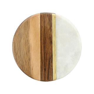 4 piece wood and marble coasters set