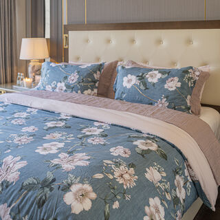 Cottage Microfiber King Comforter 6 Pcs Set, Blue/Pink, 230*250Cm