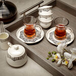 La Mesa white and silver porcelain and glass tea and coffee cups set 28 pcs image number 0