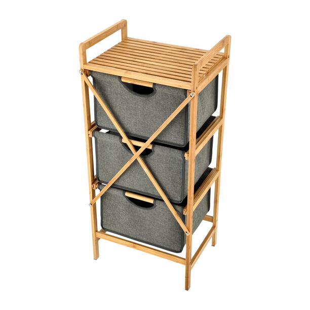 Bamboo 3 tier storage drawers image number 4