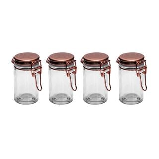 Alberto Glass Mini Spice Jars Set 4 Pieces With Copper Clip Lid