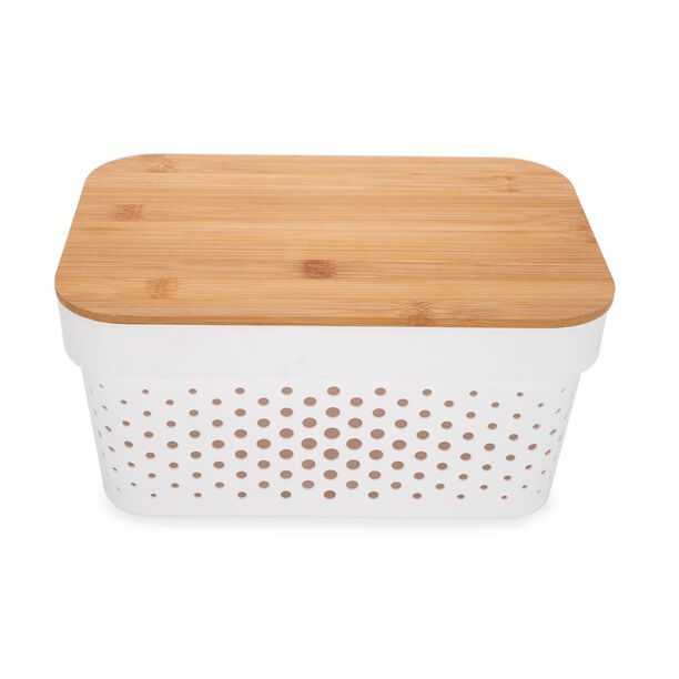 3.5L storage basket with bamboo lid 26.5*17.3*12.5 cm image number 0