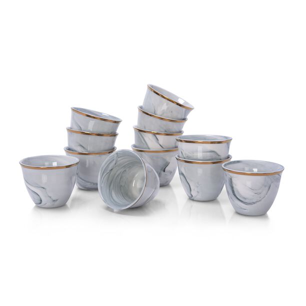 La Mesa grey marble Saudi coffee cups set cups 12 pcs image number 2