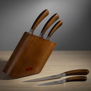 قاعدة سكاكين من البرتو مصنوعة من الخشب مع 5 سكاكين