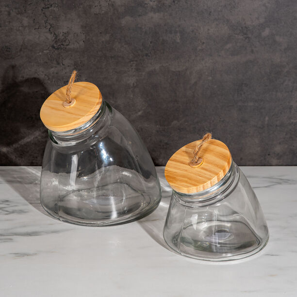 Alberto Leaning Glass Jar With Wooden Lid 2200Ml image number 3