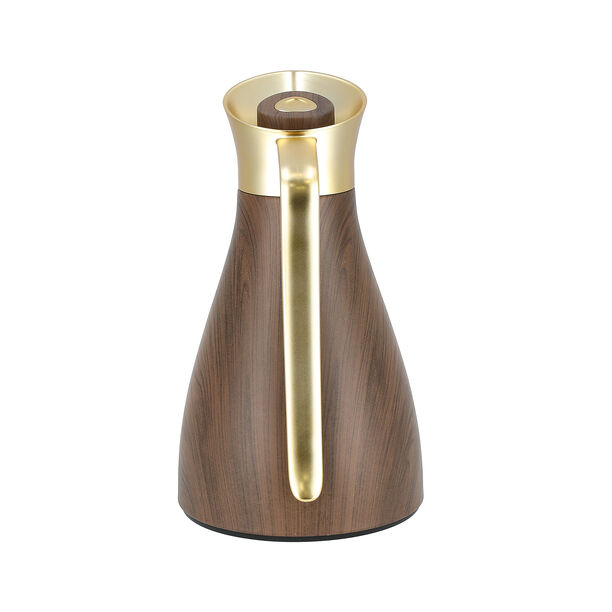 Dallaty steel vacuum flask wooden with matt golden handle 1L image number 2