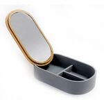 Glass Cosmetic Mirror W/ 1X Bamboo Lid & Polyresin Storage Box Size: 23X13.4X5.5Cm image number 0