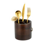 Wooden Cutlery Stand With Lily Decoration image number 1