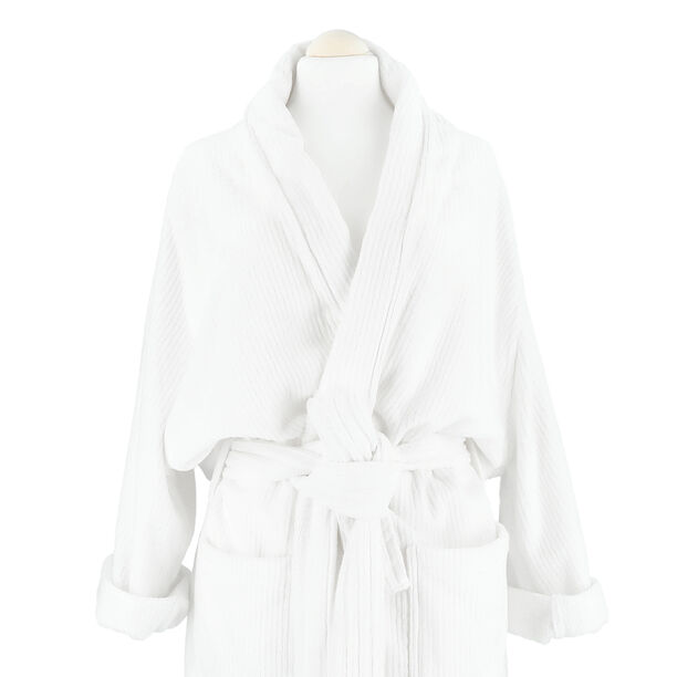 Bath Robe White Ribbed Size: L image number 4