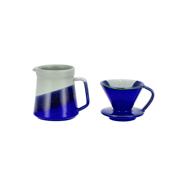 Blue and grey porcelain English coffee set 6 pcs image number 1