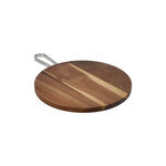 Acacia Wood Round Serving Tray With Steel Handle image number 1