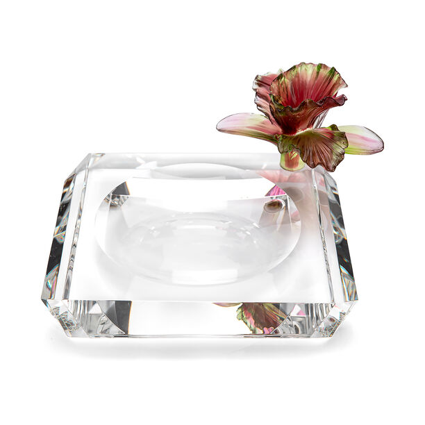 Glass Ashtray Crystal Flower Pink image number 1
