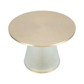 Coffee Table Frosted White Glass Base Gold Brass Top 61*44 cm