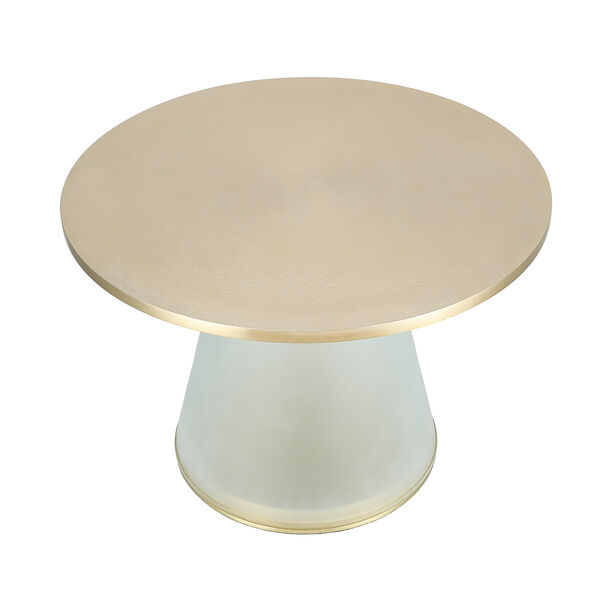 Coffee Table Frosted White Glass Base Gold Brass Top 61*44 cm image number 3