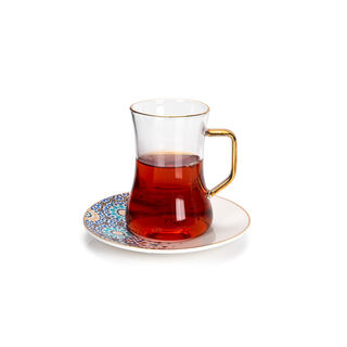 طقم شاي و قهوة عربي بورسلان 21 قطعة أزرق