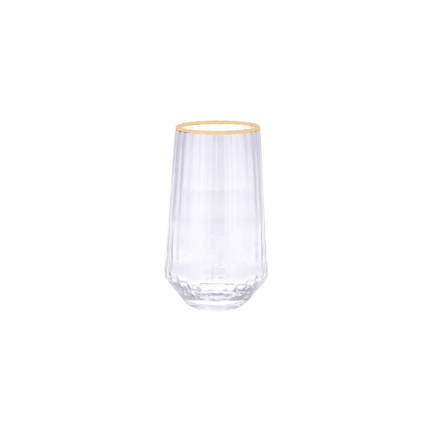 Set Of 4 Clear Ribbed Tumbler With Gold Rim image number 3