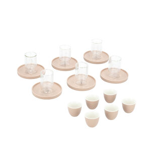 Dallaty beige glass and porcelain Tea and coffee cups set 18 pcs