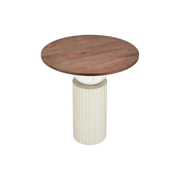 Side Table Wood And Marble Dia 55* Ht: 60 Cm image number 3