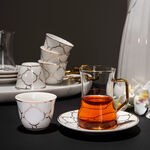 Dallaty white and gold porcelain tea and coffee cups set 18 pcs image number 0