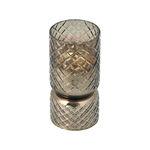 Glass Diamond Candle Holder Cut Silver Dk Brown  image number 0