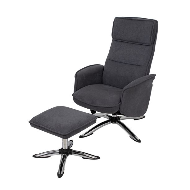 Recliner Chair With Stool Dark Grey image number 0