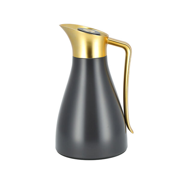 Dallaty grey steel vacuum flask with matt golden handle 1L image number 0