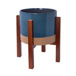 Ceramic Blue Planter With Stand 13.5" image number 0