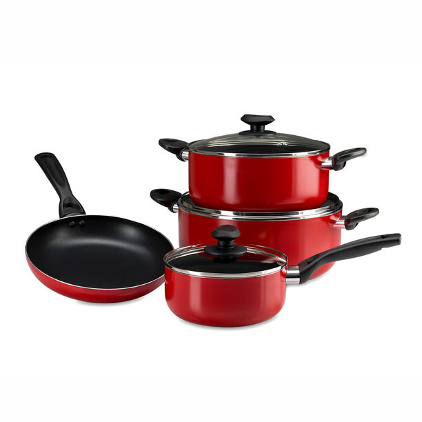 Redchef Ivory Collection Ceramic Nonstick Pots and Pans 7-Piece Cookware  Set with Glass Lid