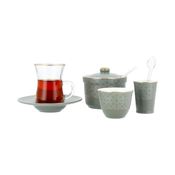 28 Piece Zukhroof Porcelain Tea And Coffee Set Thumanya Green image number 1