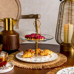 La Mesa gold porcelain and glass 2 tiered cake stand image number 0