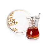 لاميسا طقم أكواب شاي وفناجين قهوة سعودية زجاج وبورسلان أبيض 28 قطعة image number 2