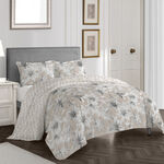 Cottage beige lilly print comforter set twin size with 3 pieces image number 3