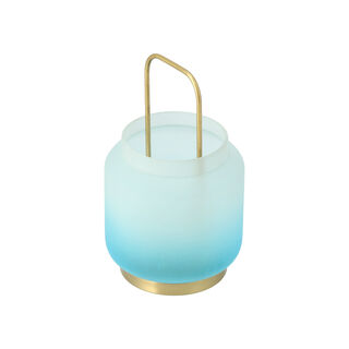 Glass Candle Holder Graident White Blue Small 16X16X25 Cm