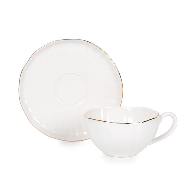 Off white porcelain English tea set 11 pcs image number 2