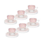 Dallaty pink glass and porcelain tea cups set 12 pcs image number 0