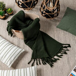 Cotton Knitted Throw Dark Green image number 0