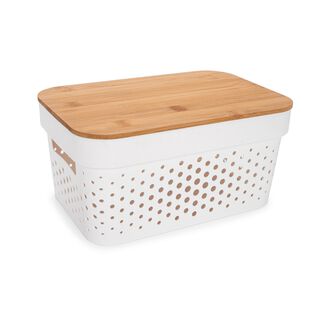 3.5L storage basket with bamboo lid 26.5*17.3*12.5 cm