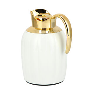 Dallaty pumpk steel vacuum flask white and gold 1L