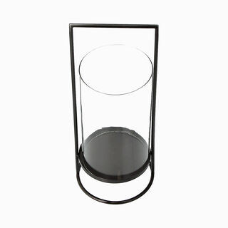 Stainless Steel Lantern With Clear Glass Gun Metal Finish