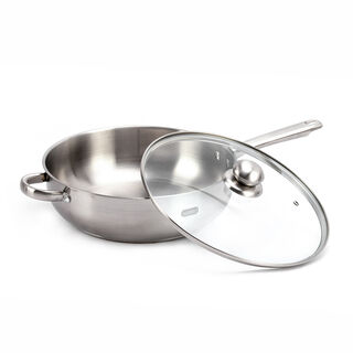 Alberto Stainless Steel Deep Frypan With Glass Lid