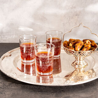 Silver transparent Moroccan tea glass set 6 pcs